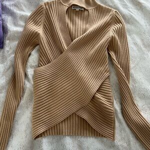 Elegant Tan Ribbed Sweater